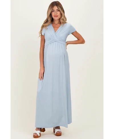 PinkBlush Olive Draped Maternity/Nursing Maxi Dress