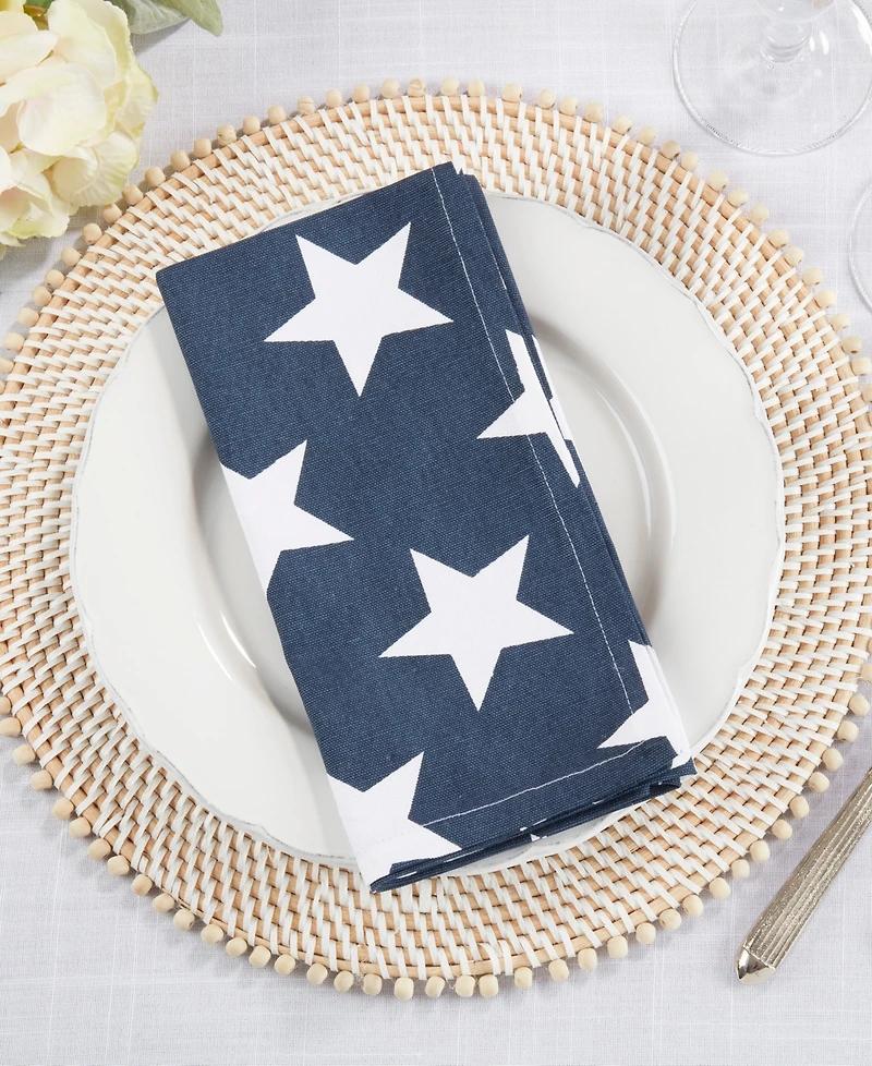 Saro Lifestyle Star Spangled Collection Star Design Dinner Napkins, Set of 4