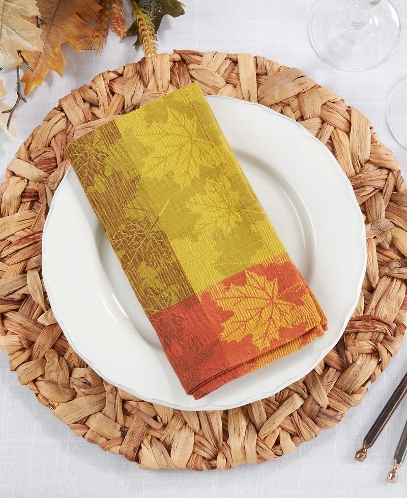 Saro Lifestyle Fall Foliage Design Jacquard Napkins, Set of 4
