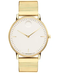 Movado Unisex Movado Face Swiss Quartz Ionic Plated Light Yellow Gold Steel Watch 41mm