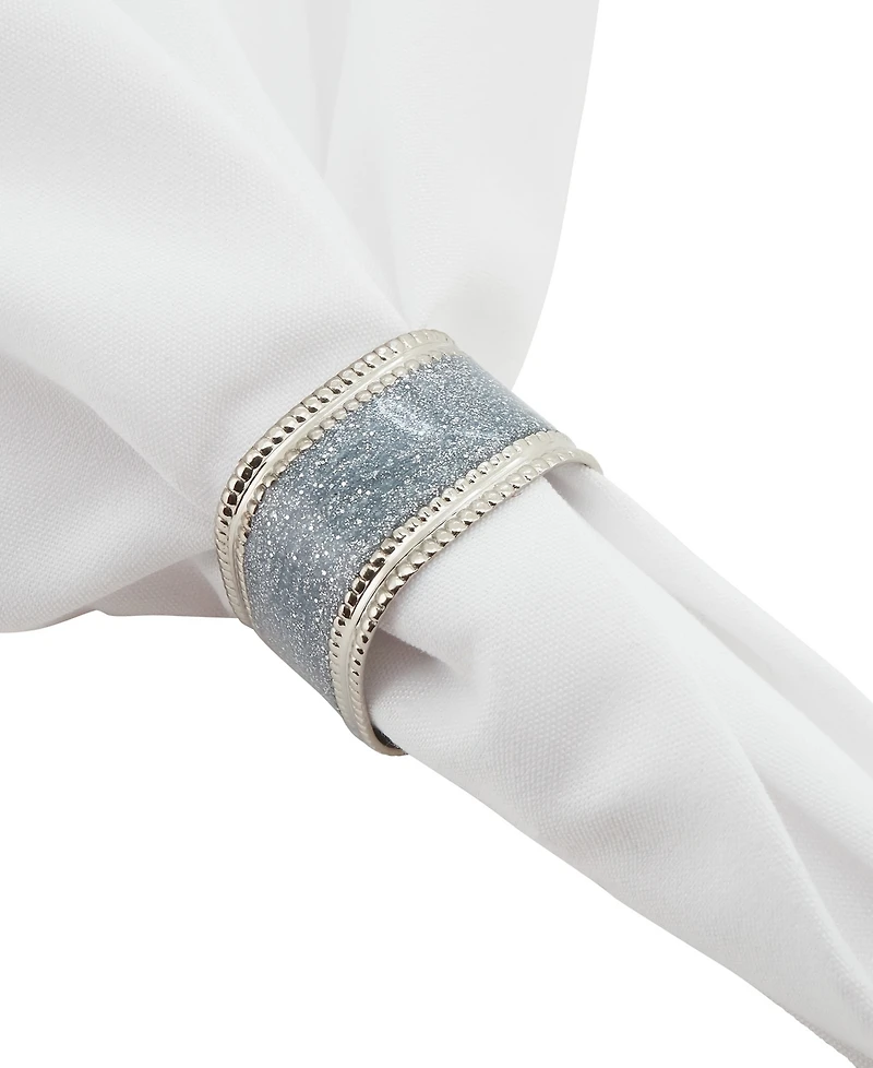 Saro Lifestyle Sparkling Square Design Napkin Rings, Set of 4