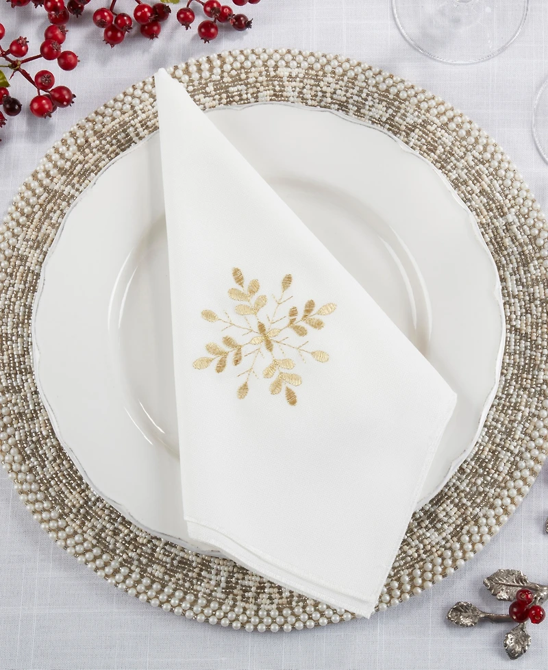 Saro Lifestyle Snowflake Design Table Napkins, Set of 4
