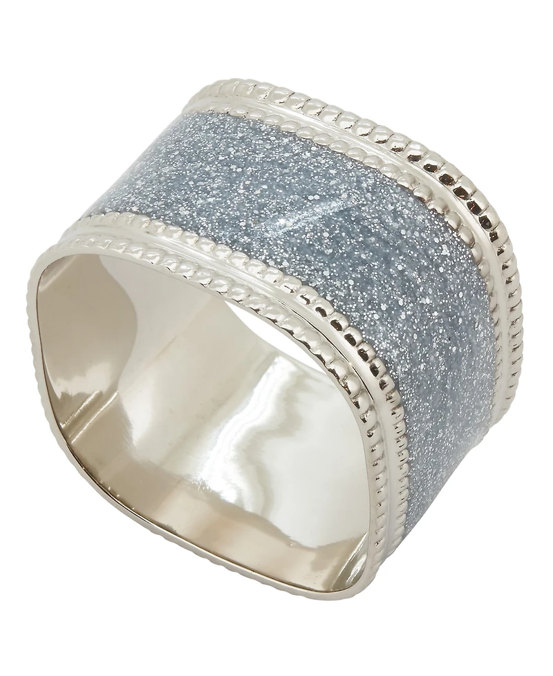Saro Lifestyle Sparkling Square Design Napkin Rings, Set of 4
