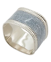 Saro Lifestyle Sparkling Square Design Napkin Rings, Set of 4