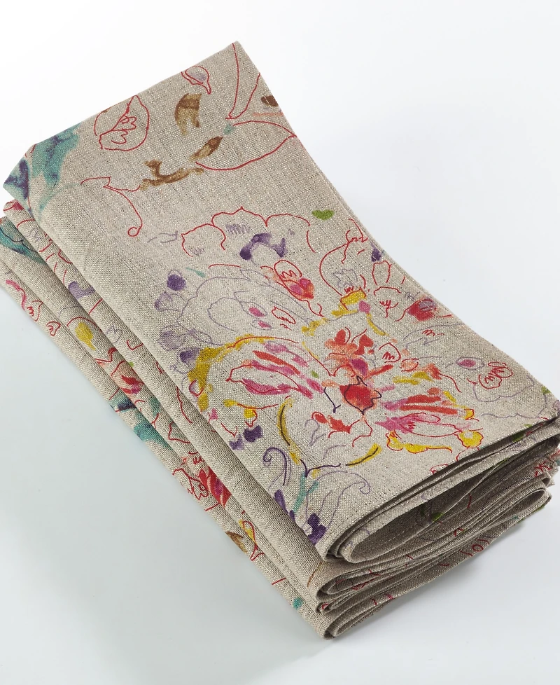 Saro Lifestyle Primavera Printed Floral Napkins, Set of 4