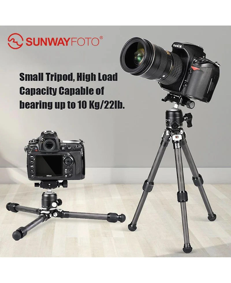 SunwayFoto T16C20N Ii 2-Section Carbon Fiber Tabletop Tripod