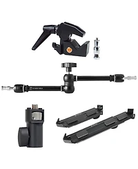 Tether Tools Rock Solid Master Clamp, 0.5-2.1" Range, Bundle with Articulating Arm and AeroTab Standard Mounting System