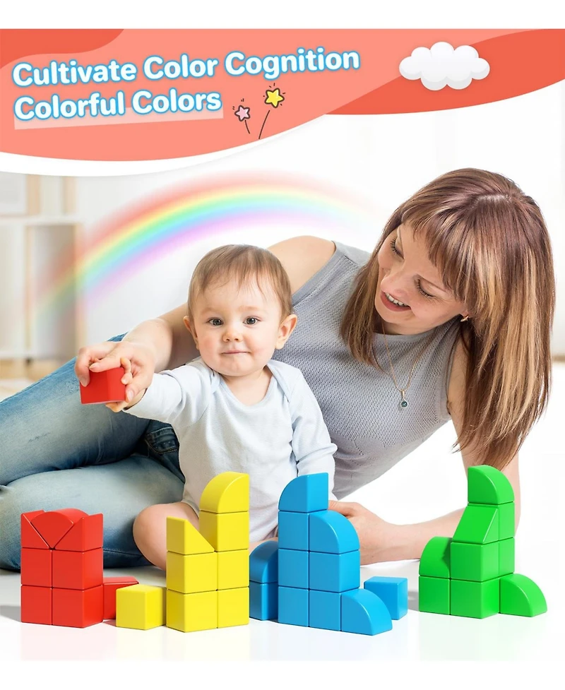 Gnuadz 1.34inches Magnetic Blocks Alphabet Number Animal Building Toys