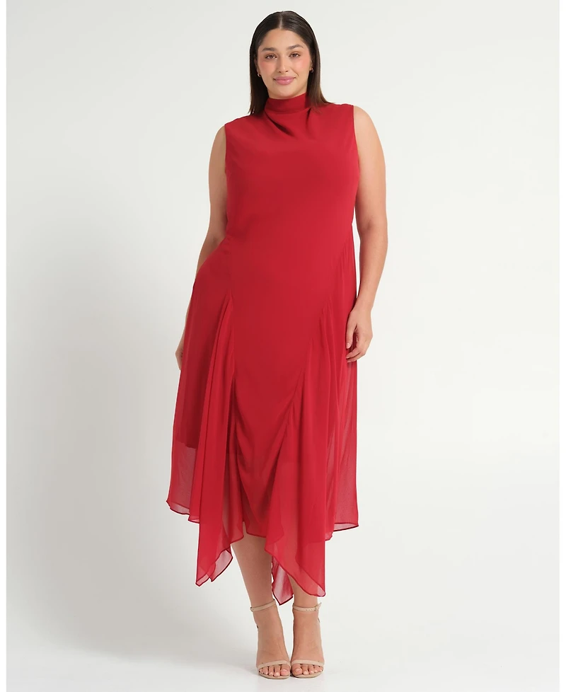Estelle Plus Holly Halter Assymetric Sheath Midi Dress
