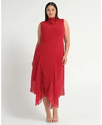 Estelle Plus Holly Halter Assymetric Sheath Midi Dress