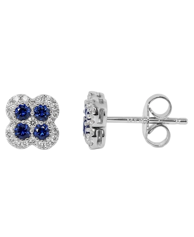 Macy's Sapphire (1/4 ct. t.w.) & Diamond (1/6 ct. t.w.) Stud Earrings in 14k White Gold