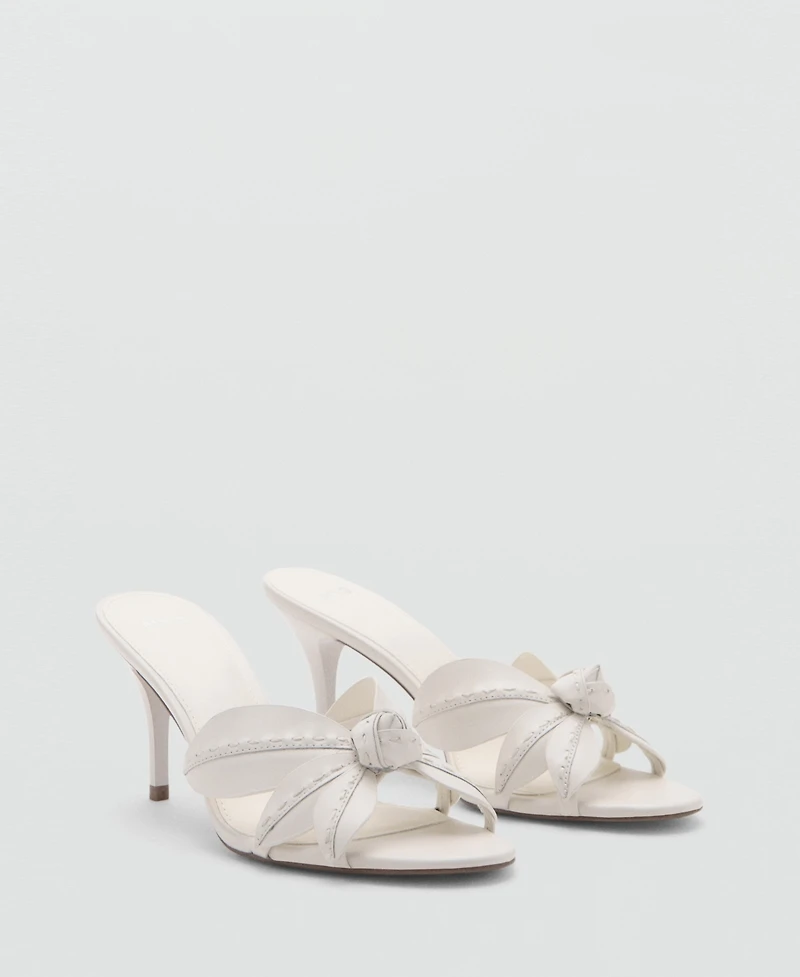 Mango Women's Flower Heel Leather Sandals