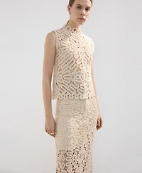 Mango Women's Openwork Knitted Skirt