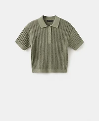 Mango Women's Openwork Knitted Polo-Neck Sweater