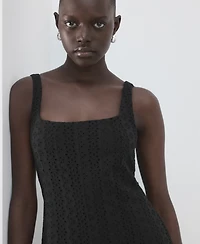Mango Women's Embroidered Openwork A-Line Dress