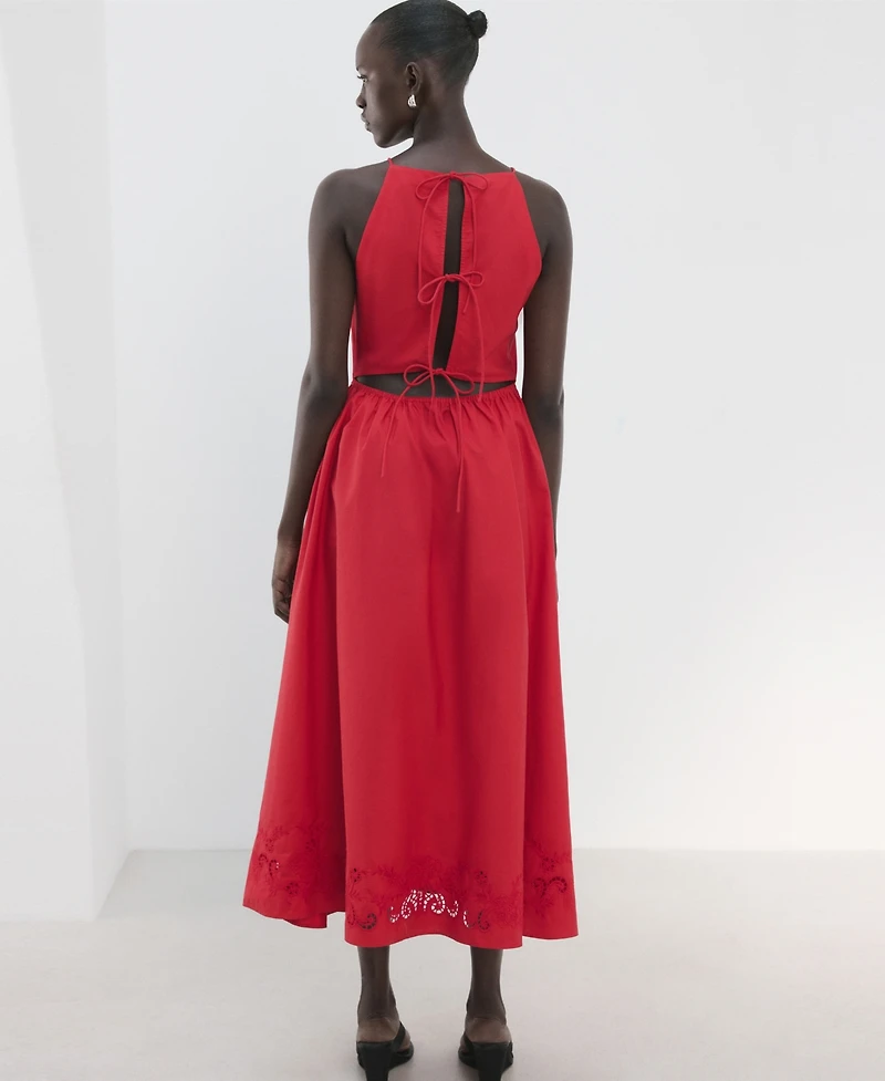 Mango Women's Openwork Embroidery Cotton Dress