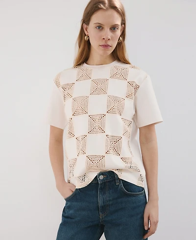Mango Women's Printed Crocheted T-Shirt