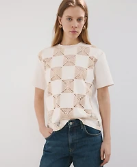 Mango Women's Printed Crocheted T-Shirt