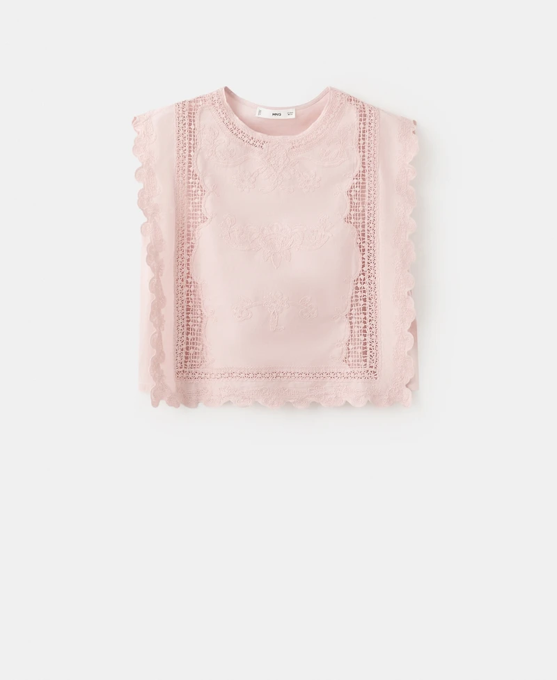 Mango Women's Embroidered Details Cotton Top