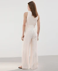 Mango Women's Belt Linen Jumpsuit