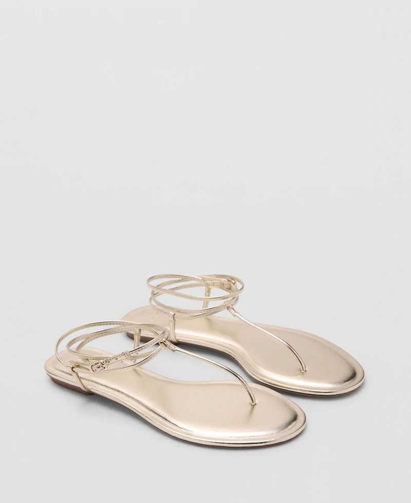 Mango Women's Metallic Straps Sandals