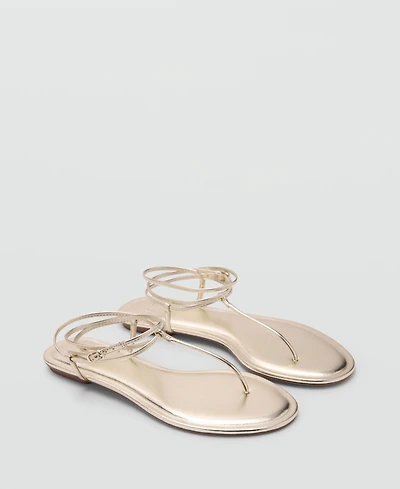 Mango Women's Metallic Straps Sandals