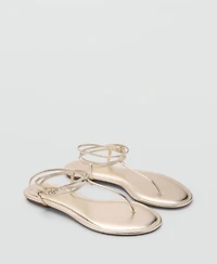 Mango Women's Metallic Straps Sandals