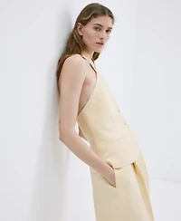Mango Women's Linen Buttoned Top
