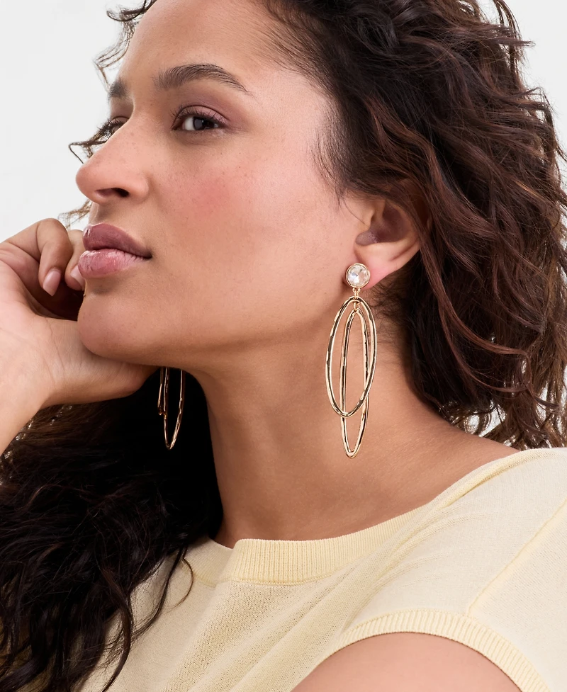 I.n.c. International Concepts Crystal Double Oval Statement Earrings, Macy's Exclusive