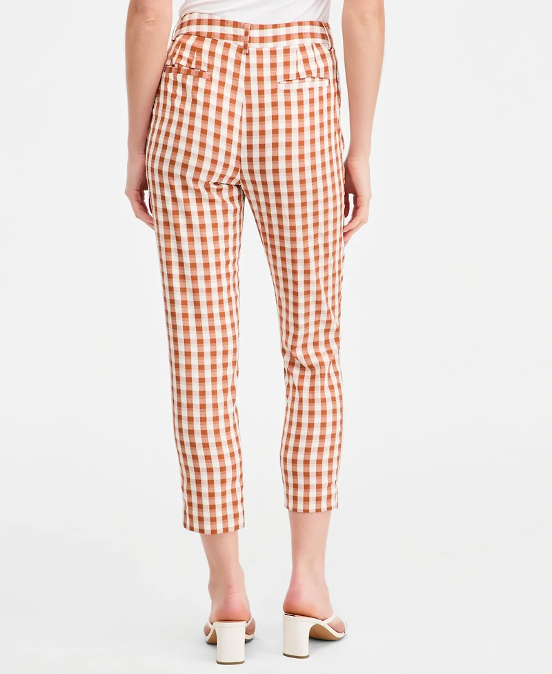 Tahari Asl Petite Gingham Mid-Rise Capri Pants