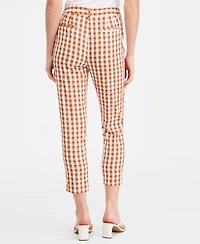Tahari Asl Petite Gingham Mid-Rise Capri Pants