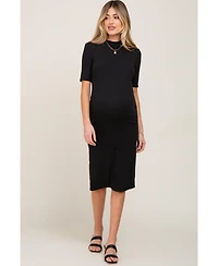 Pinkblush Maternity Ribbed Mock Neck Midi Dress
