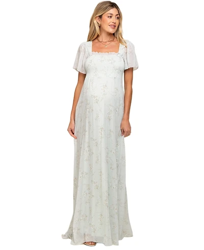 Pinkblush Women's Floral Smocked Chiffon Maxi Dress