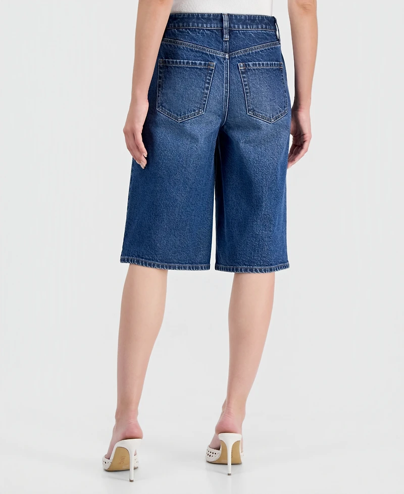 I.n.c. International Concepts Women's High Rise Long Denim Shorts, Macy's Exclusive