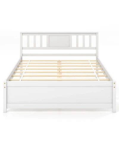 Sugift Wooden Platform Bed with Headboard and Wood Slat Support