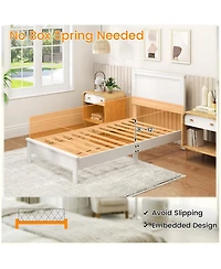Sugift Wooden Bed Frame with Headboard and Slat Support