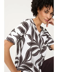 Olsen Women's Dotted Leaf Print T-Shirt