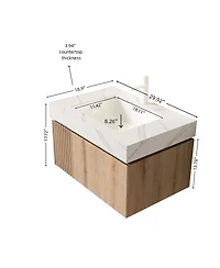 Sillysis Wall Mounted Bathroom Vanity with Carrara Sintered Stone Top, Undermount Ceramic Sink