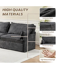 Streamdale Furniture 3-in-1 Corduroy Sofa Bed with Storage and Charging