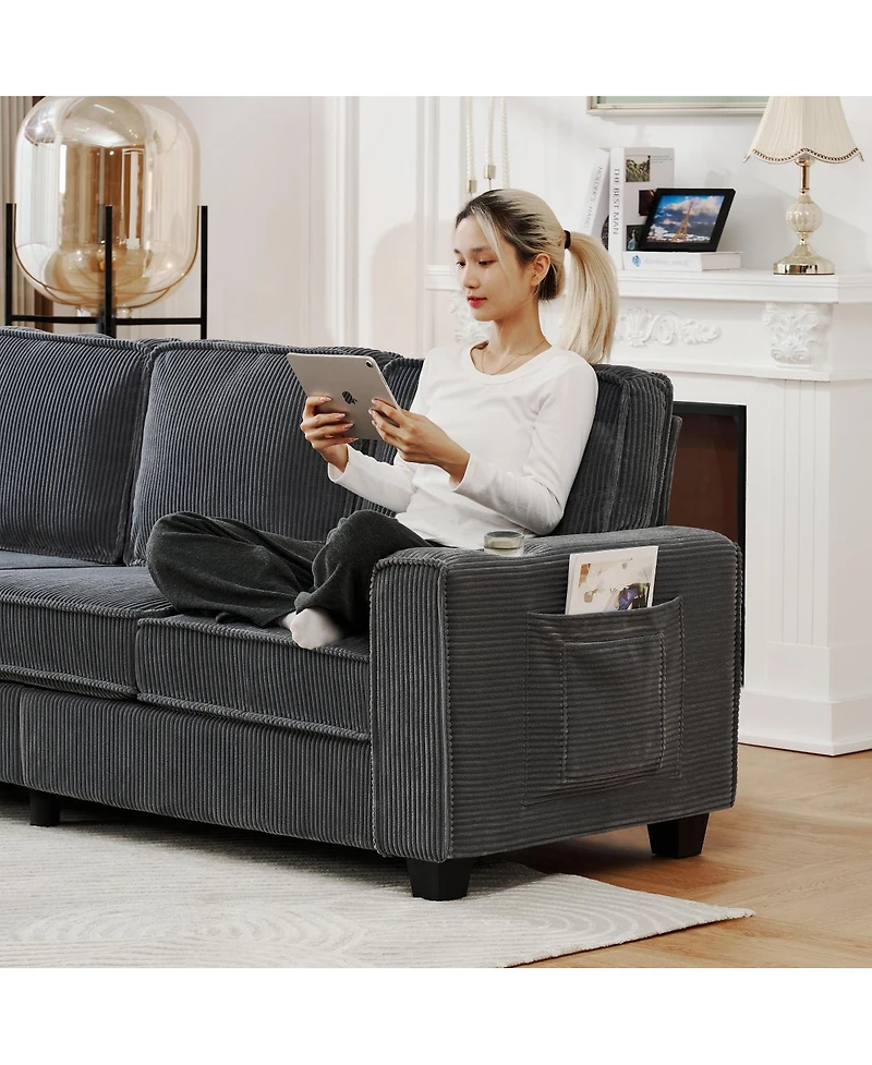 Streamdale Furniture 84.25-inch Three-Seater Corduroy Sofa for Modern Living Spaces