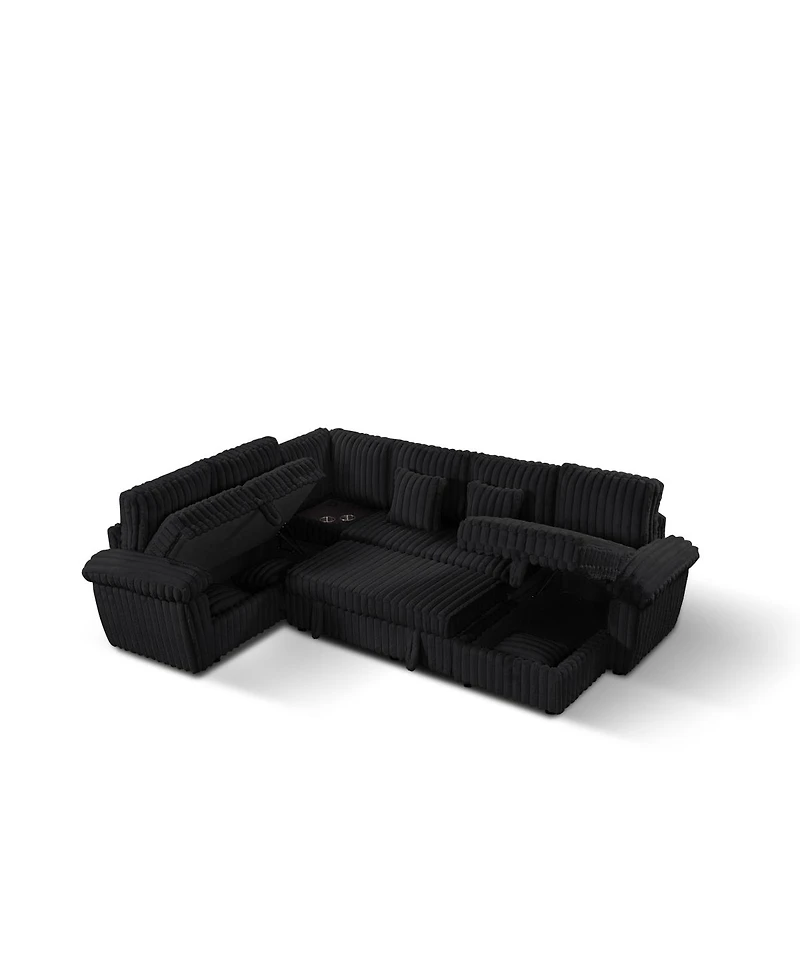 Streamdale Furniture 110" U-shaped corduroy sofa with storage