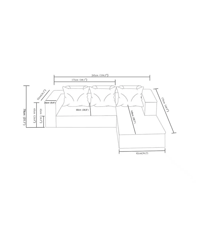 Streamdale Furniture 104" Cloud Sectional Sofa with L-Shape Chaise