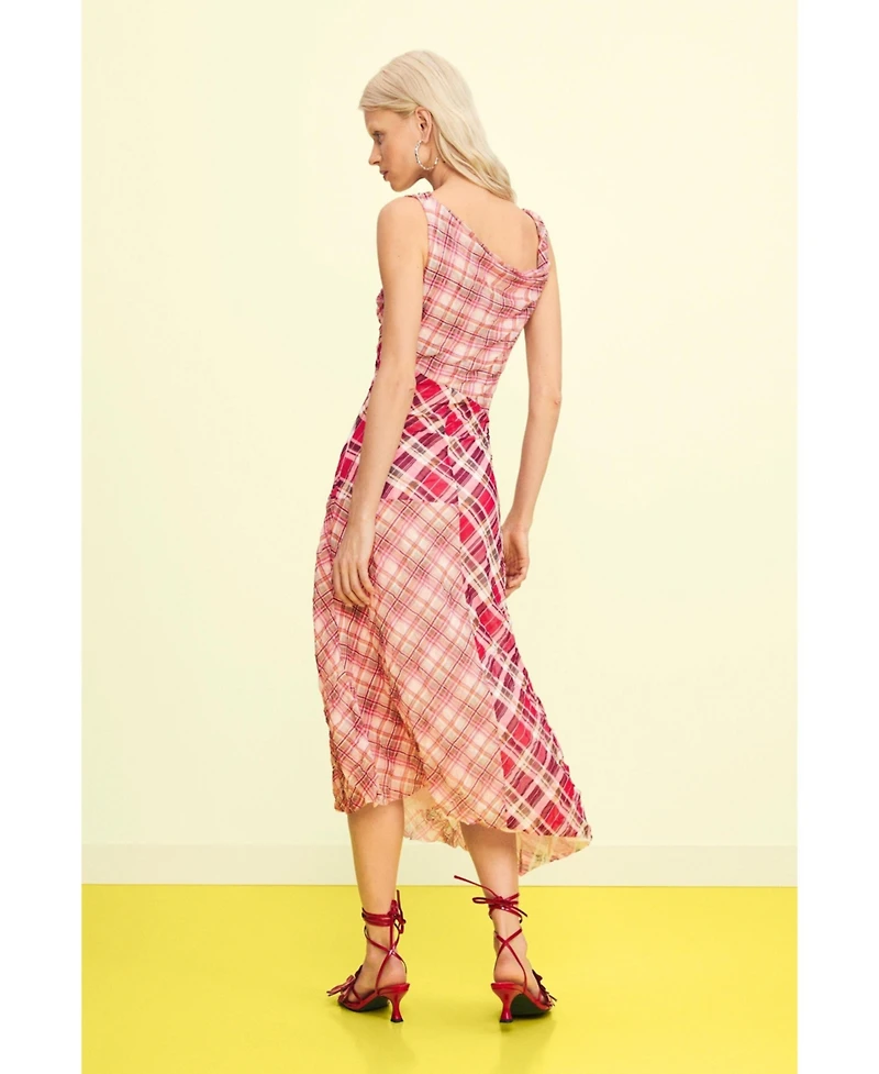 Desigual Women's Checked plaid strap dress