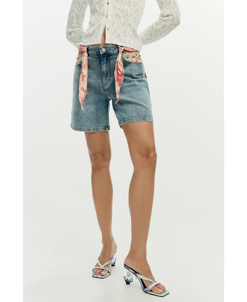 Desigual Women's Embroidered denim shorts