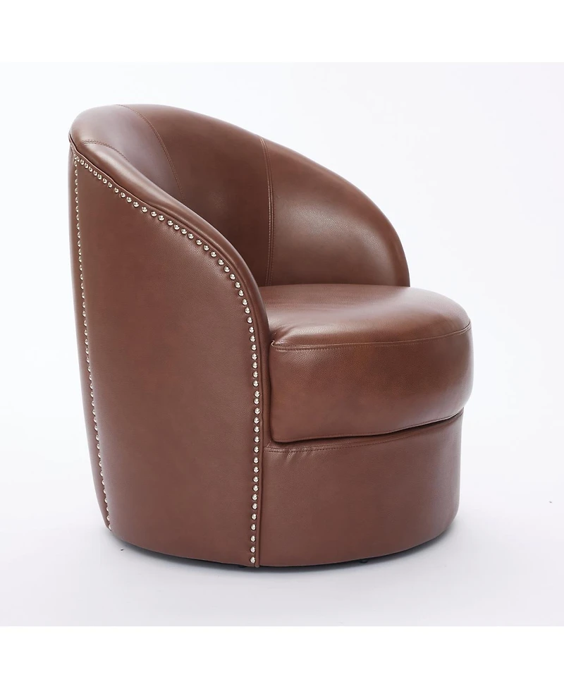 Streamdale Furniture Leather Swivel Accent Chair, Mid-Century Modern Lounge Chair