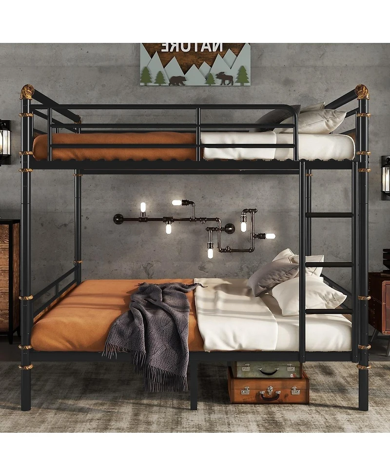 Streamdale Furniture Metal Bunk Bed, Industrial Detachable with Rails