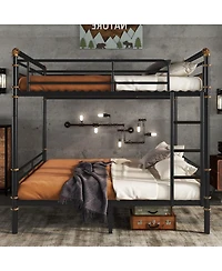 Streamdale Furniture Metal Bunk Bed, Industrial Detachable with Rails