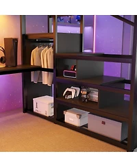Streamdale Furniture Loft Bed with Desk, Stairs, Charging Station