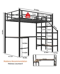 Streamdale Furniture L-Shaped Loft Bed With Stairs, Desk and Storage
