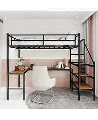 Streamdale Furniture L-Shaped Loft Bed With Stairs, Desk and Storage